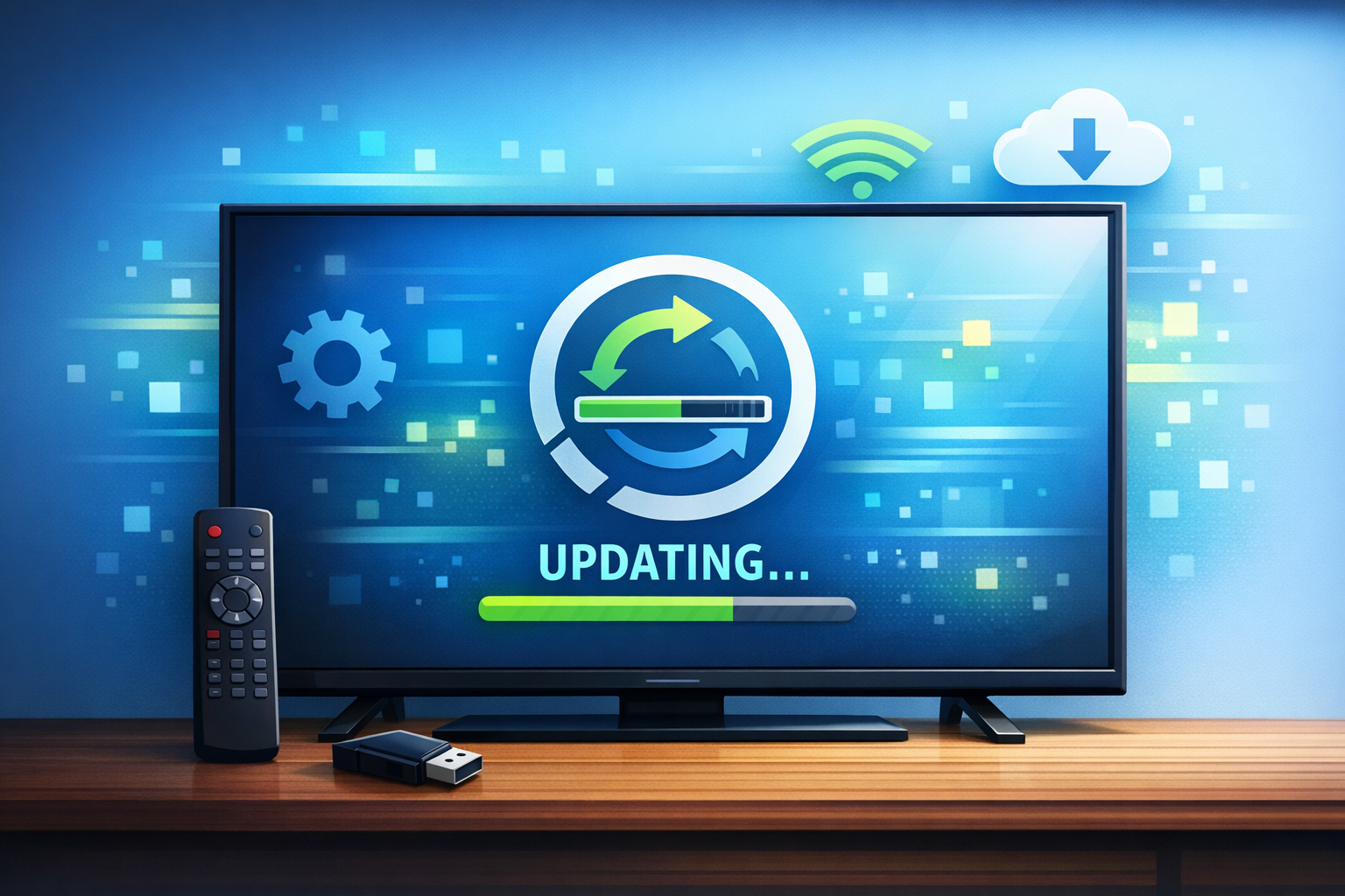 Ilustração de atualização de TV